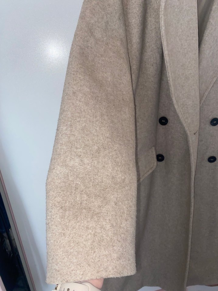 Zara oversize Bej çift düğmeli kaban - Görsel 5