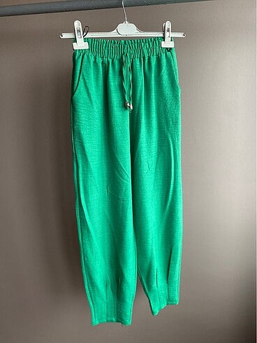 m Beden yeşil Renk Kadın keten yeşil bol şalvar pantolon