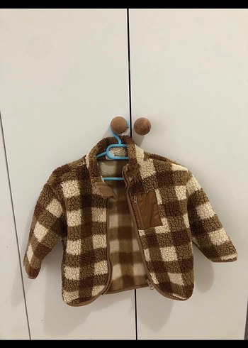 Kahverengi Ekose Erkek Çocuk peluş ceket