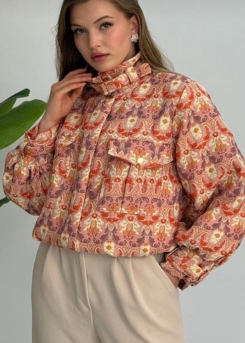 Bohem Desenli Düğmeli Kadın Ceket - Görsel 2