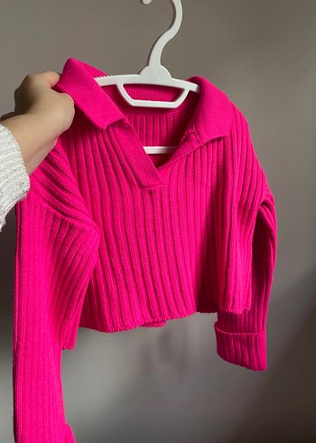 LC Waikiki Pembe Örgü Kadın Kazak, Uzun Kollu, Yakalı
