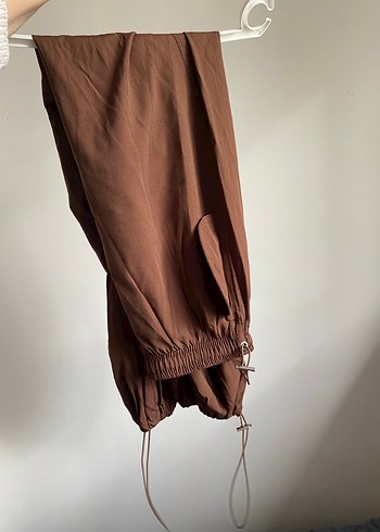 Kadın Kahverengi Keten Salaş Midi Pantolon kargo pantolon