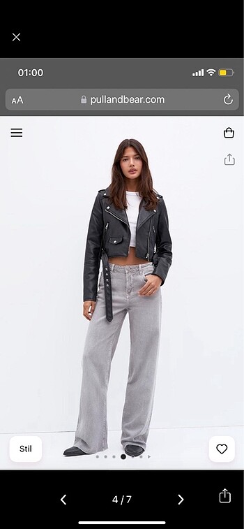 m Beden siyah Renk PULL AND BEAR DERİ CEKET