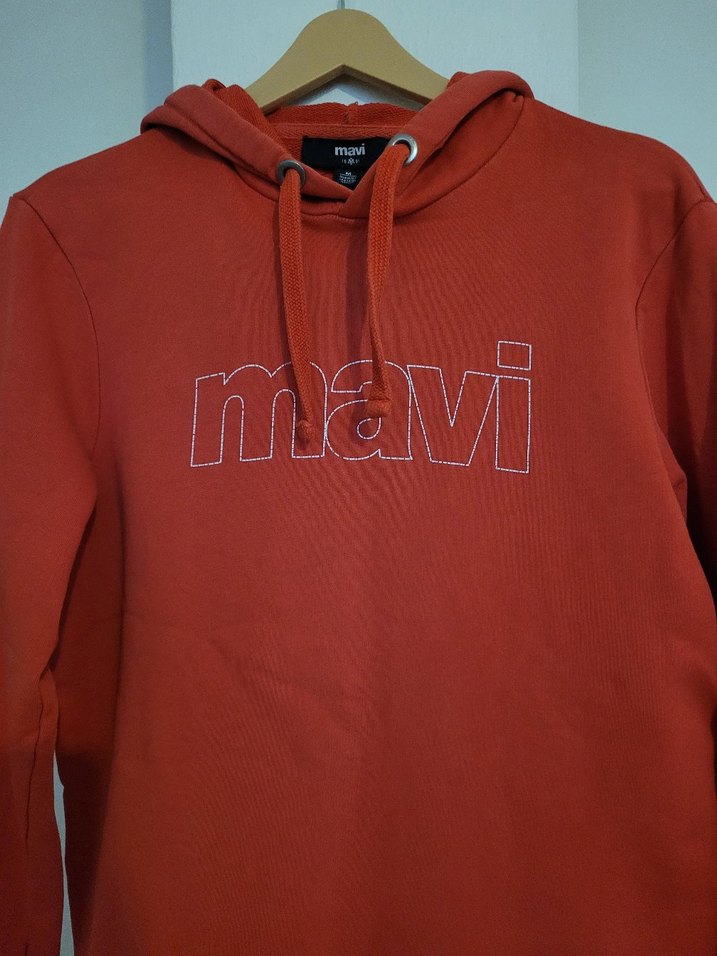 Mavi Kırmızı Kapüşonlu Sweatshirt - Görsel 5