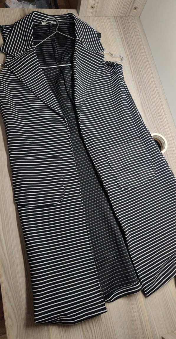 Çizgili Siyah Gri Midi Yelek - Görsel 3