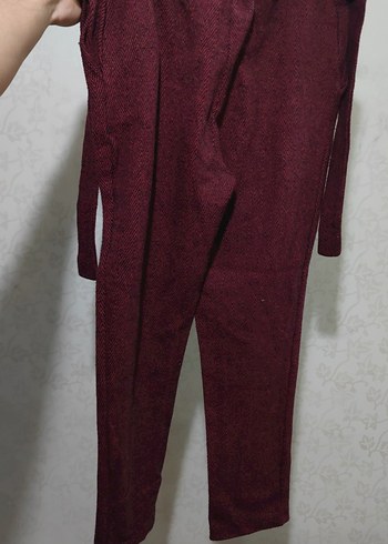 Bordo Kadın sentetik kumaş Pantolon - Görsel 2