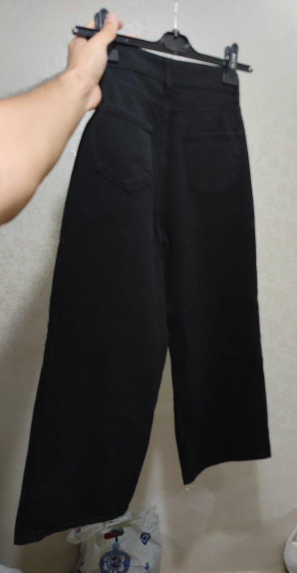 Siyah Kot Bol Kadın Pantolon - Görsel 2