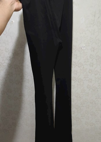 Siyah Kadın Midi İspanyol Paça Likralı Tayt - Görsel 2