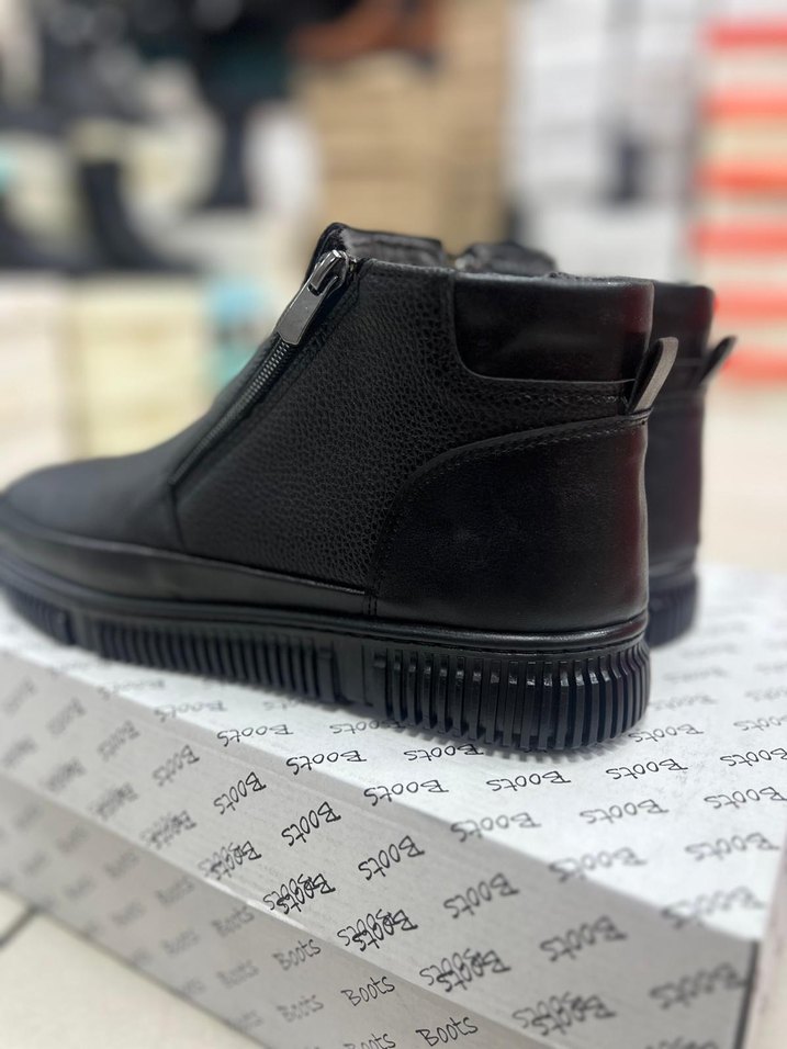 çift Fermuarlı Siyah Erkek Günlük Bot içi kürklü - Görsel 5
