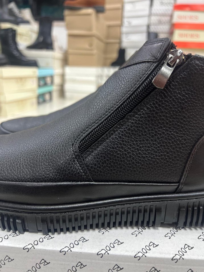 çift Fermuarlı Siyah Erkek Günlük Bot içi kürklü - Görsel 2