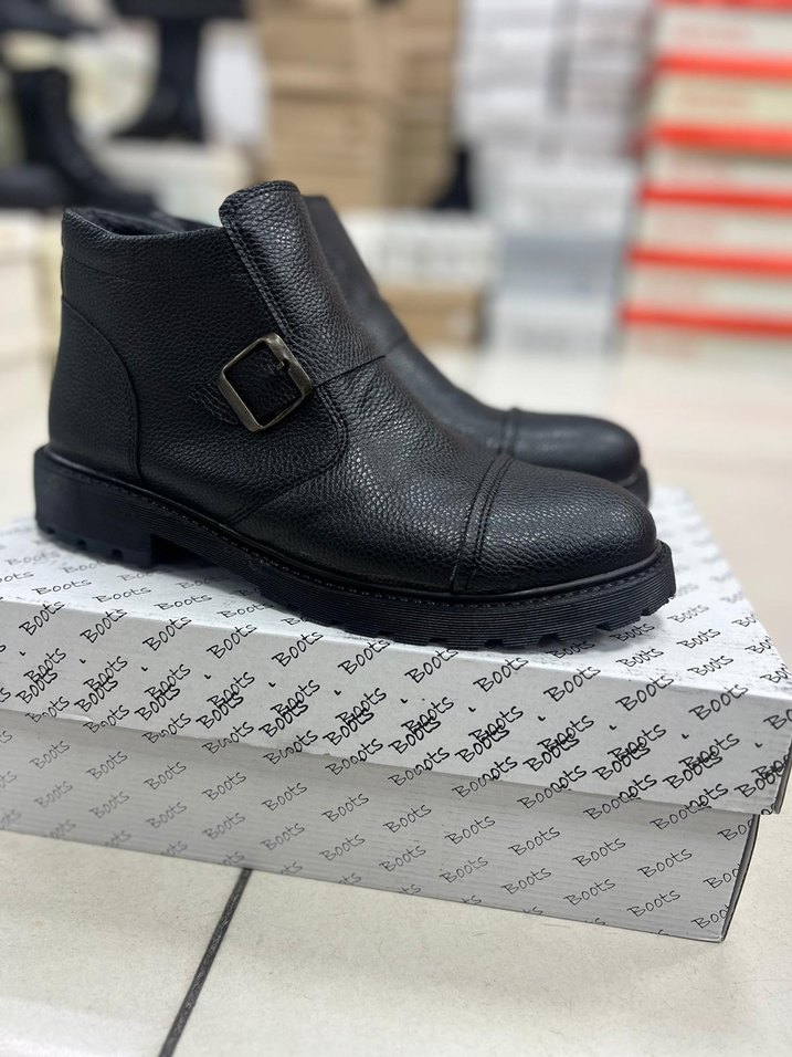 Erkek Siyah tokalı bot içi kürklü - Görsel 2