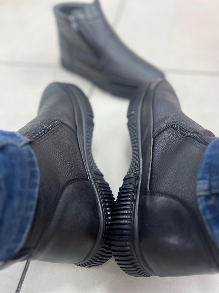 çift Fermuarlı Siyah Erkek Günlük Bot içi kürklü - Görsel 4