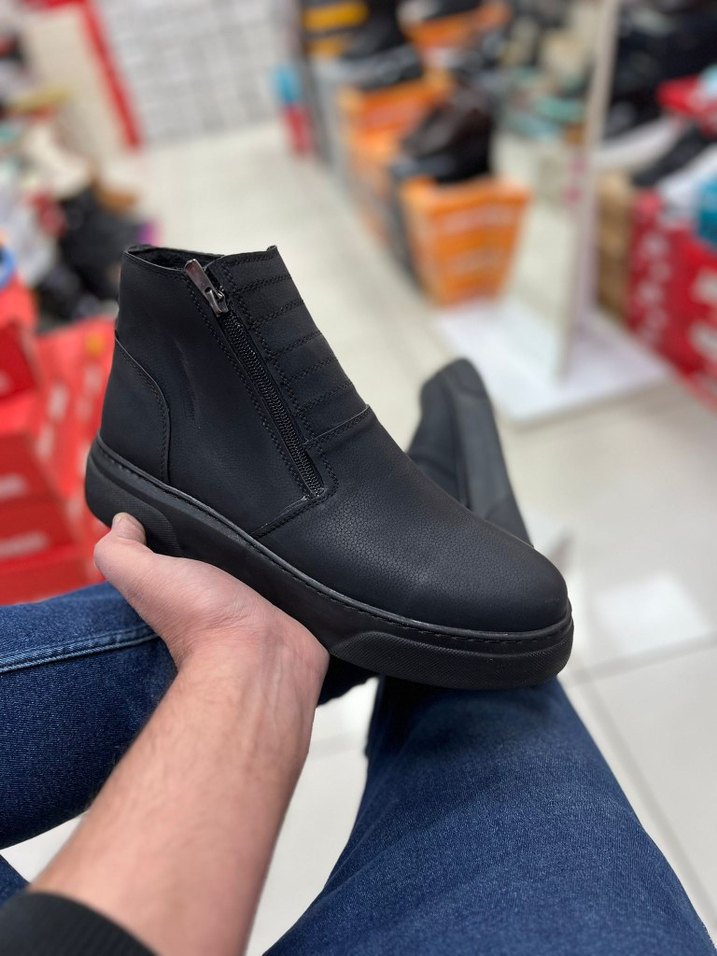 Fermuarlı Siyah Erkek Kauçuk Bot - Görsel 3