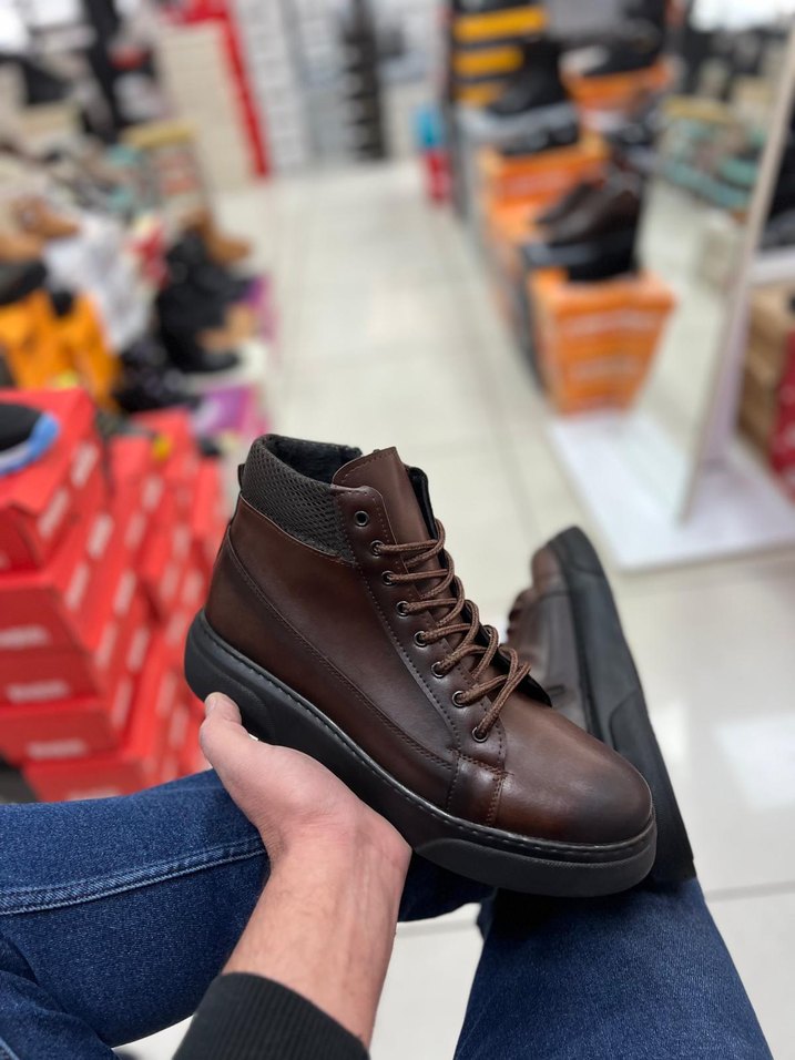 Kahverengi Bağcıklı Erkek Street Style Bot - Görsel 4