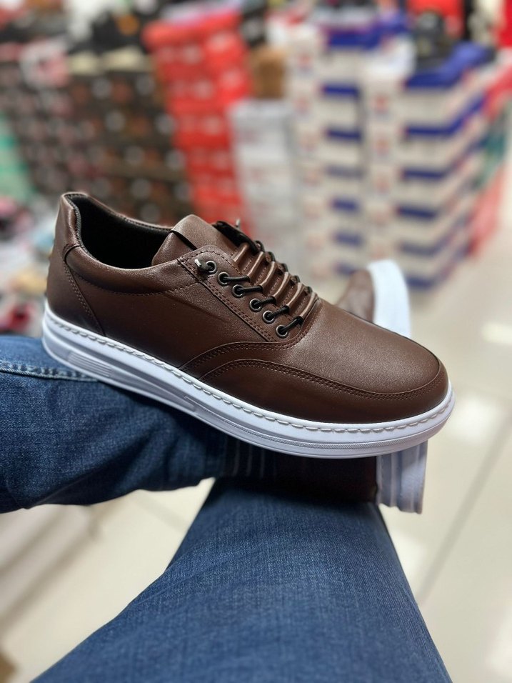 Kahverengi Parlak Bağcıklı Erkek Spor Ayakkabı - Görsel 2