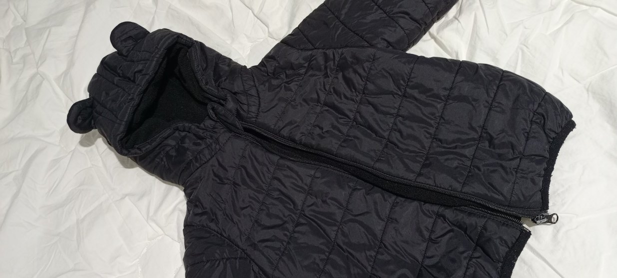 Kapüşonlu Siyah Çocuk Mont - Görsel 2