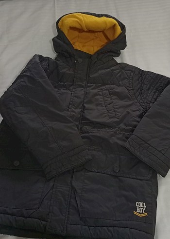 Sarı Astarlı Gri Erkek Çocuk Mont - Görsel 2