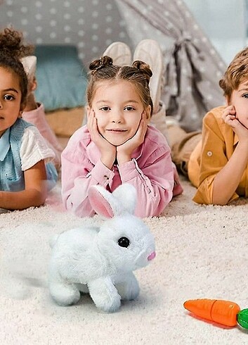  Beden Renk Tavşan pilli sesli hareketli peluş tavşan +pil hediyeli 