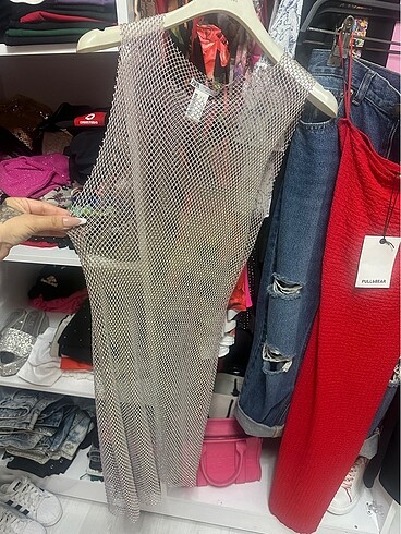 Zara full taşlı file elbise