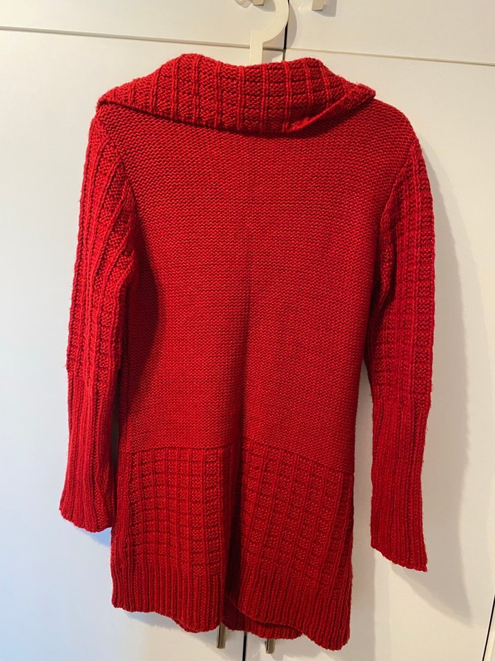 Kırmızı Örgü Kadın Hırka - Görsel 2