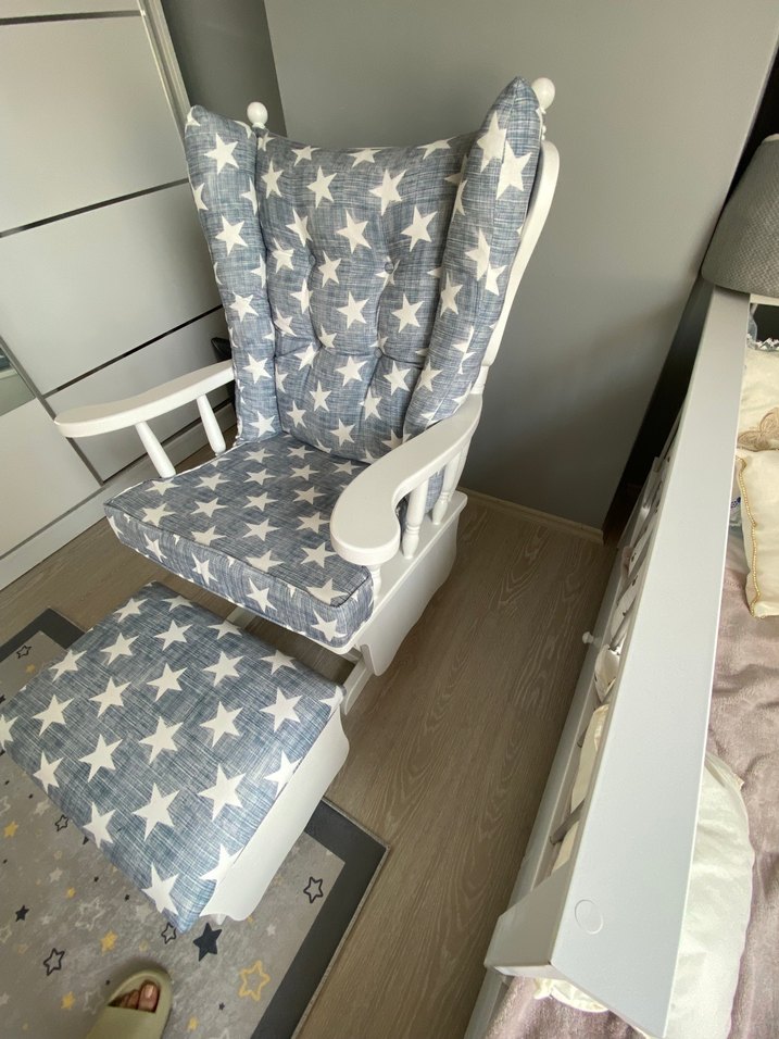 Yıldız Desenli Gri Bebek emzirme koltuğu - Görsel 3