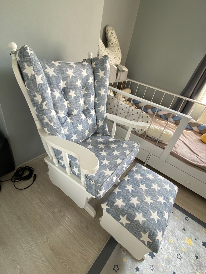 Yıldız Desenli Gri Bebek emzirme koltuğu - Görsel 2