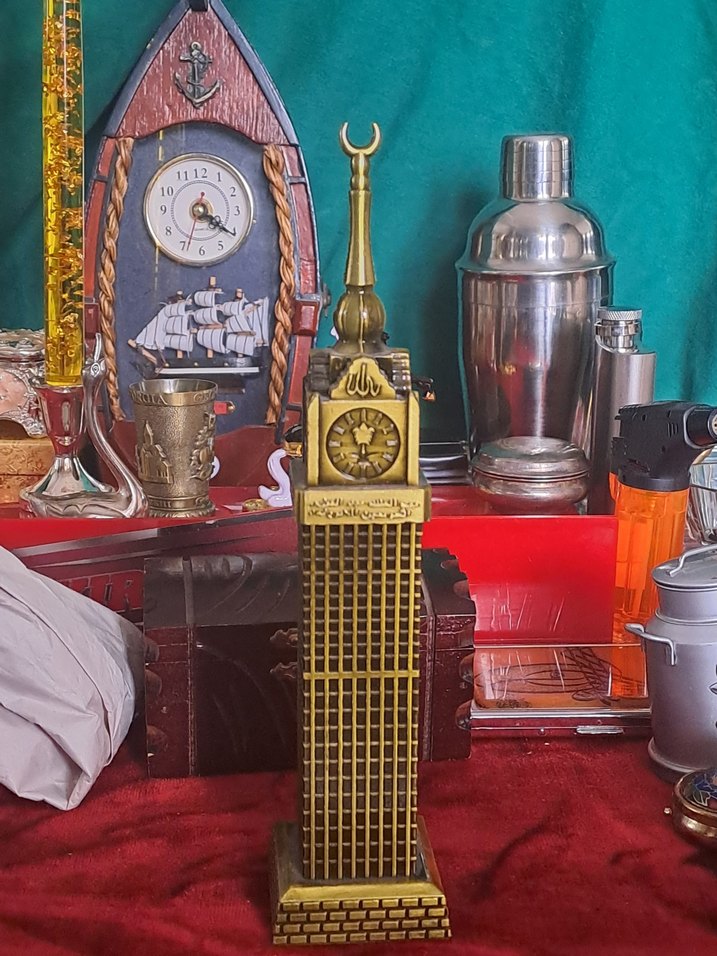 Altın Renkli metal Mekke saat kulesi zemzem tower - Görsel 2