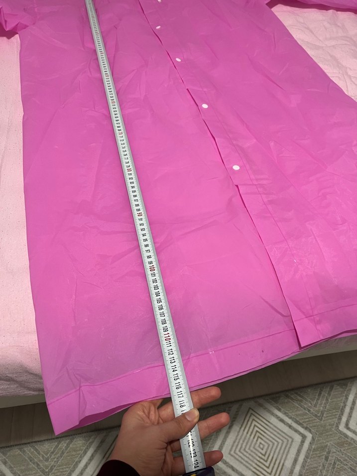 Pembe Kapüşonlu Uzun Kadın Yağmurluk - Görsel 5