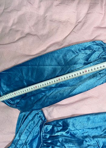 Mavi Mini Drapeli Saten Elbise - Görsel 6