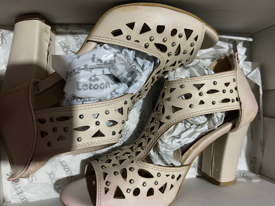 Desenli Bej Kadın Topuklu Sandalet - Görsel 2