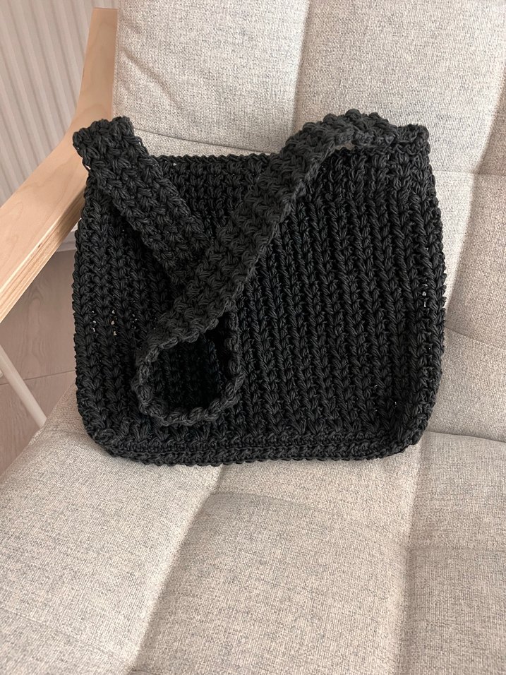 Siyah Örgü Kadın Çanta (Kâğıt İğ) - Görsel 2