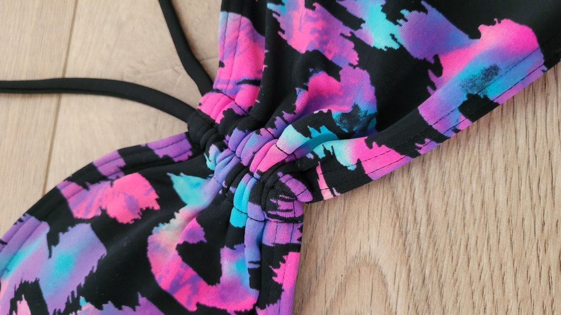 Renkli Tie-Dye Strappy Bikini Üstü - Görsel 2