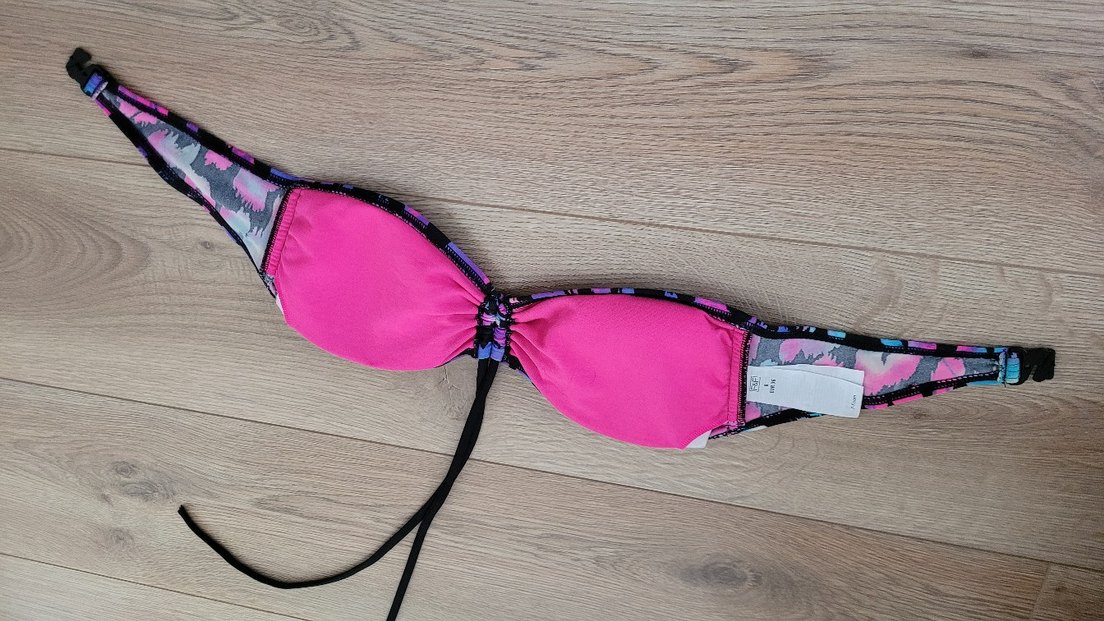 Renkli Tie-Dye Strappy Bikini Üstü - Görsel 3