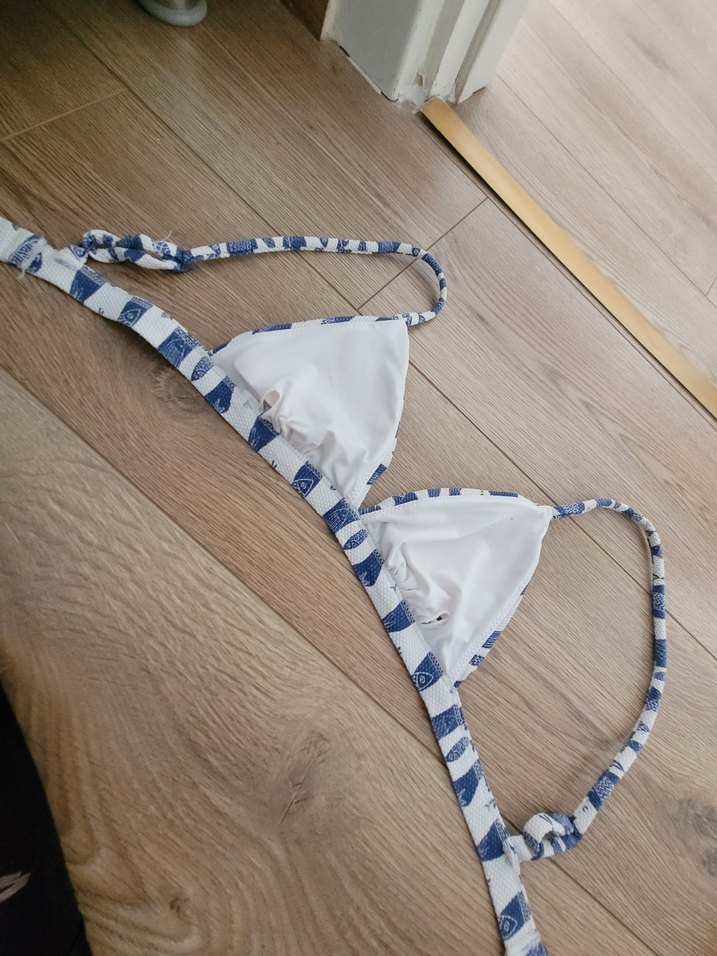 Mavi Baskılı Bohem Kadın Bikini Üstü - Görsel 2