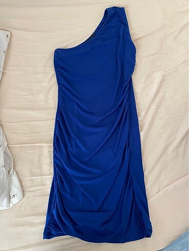 Saks mavisi mini elbise