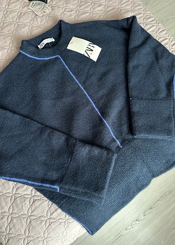 Zara Lacivert Kadın Örgü kazak - Görsel 3