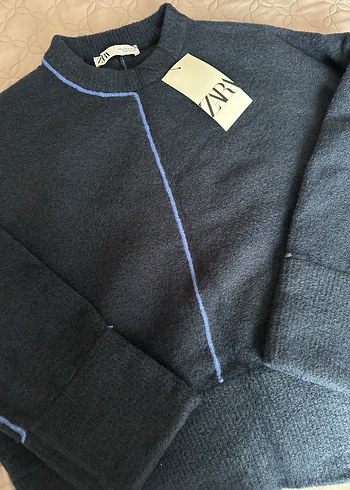 Zara Lacivert Kadın Örgü kazak - Görsel 4