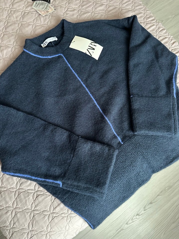 Zara Lacivert Kadın Örgü kazak - Görsel 3