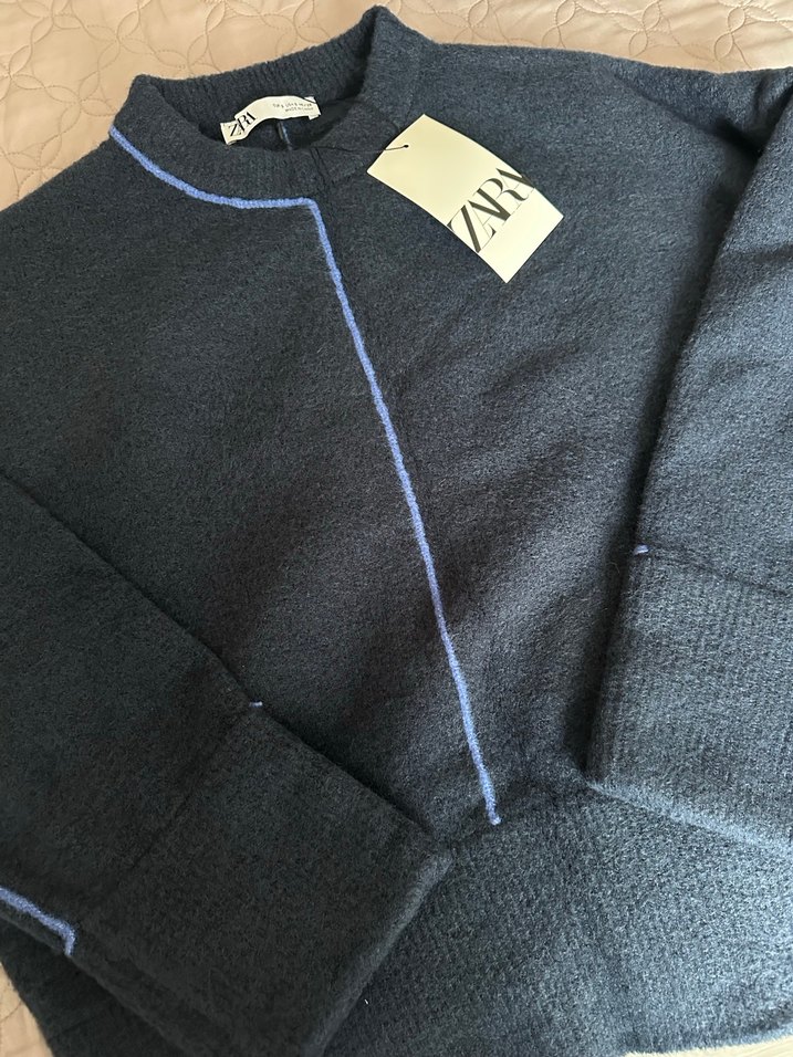 Zara Lacivert Kadın Örgü kazak - Görsel 4