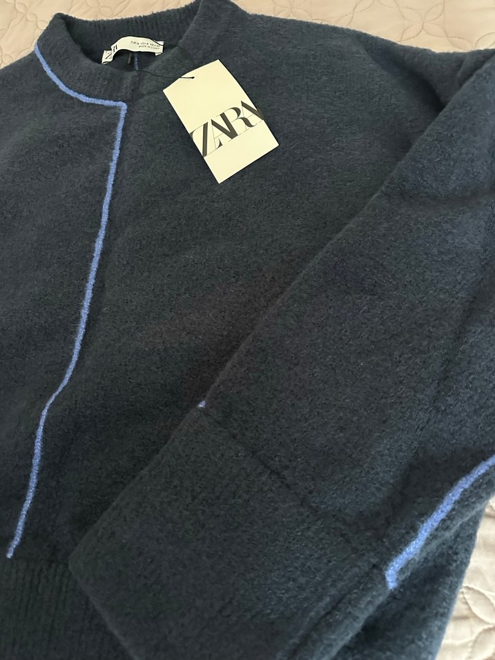 Zara Lacivert Kadın Örgü kazak - Görsel 5