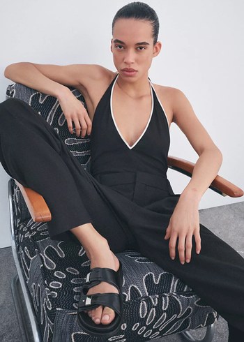 Zara Siyah Parlak Tokalı Suni Deri Kadın Terlik - Görsel 3