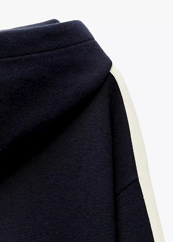 Zara Lacivert Kapüşonlu Triko Kadın Sweatshirt - Görsel 2