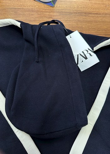 Zara Lacivert Kapüşonlu Triko Kadın Sweatshirt - Görsel 8