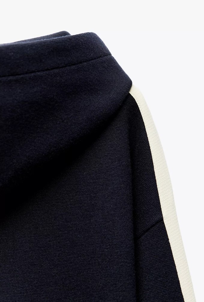 Zara Lacivert Kapüşonlu Triko Kadın Sweatshirt - Görsel 2