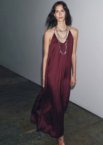 Zara Uzun Saten Yüzeyli ZW Collection Elbise - Görsel 9