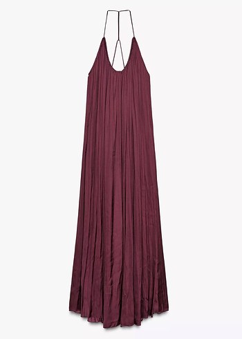 Zara Uzun Saten Yüzeyli ZW Collection Elbise - Görsel 2