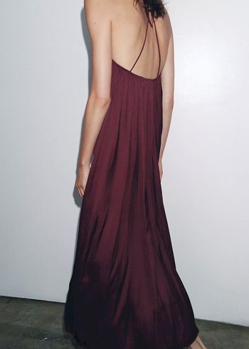 Zara Uzun Saten Yüzeyli ZW Collection Elbise - Görsel 10