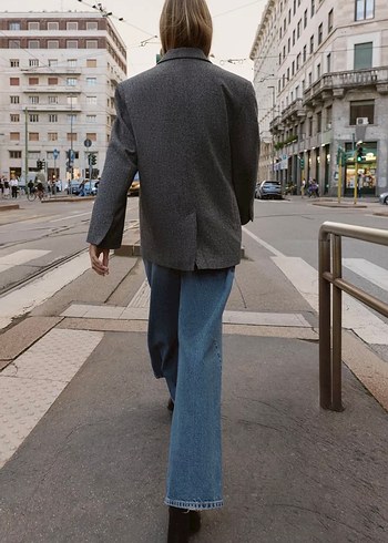 Zara Gri Kruvaze Blazer Ceket - Görsel 10