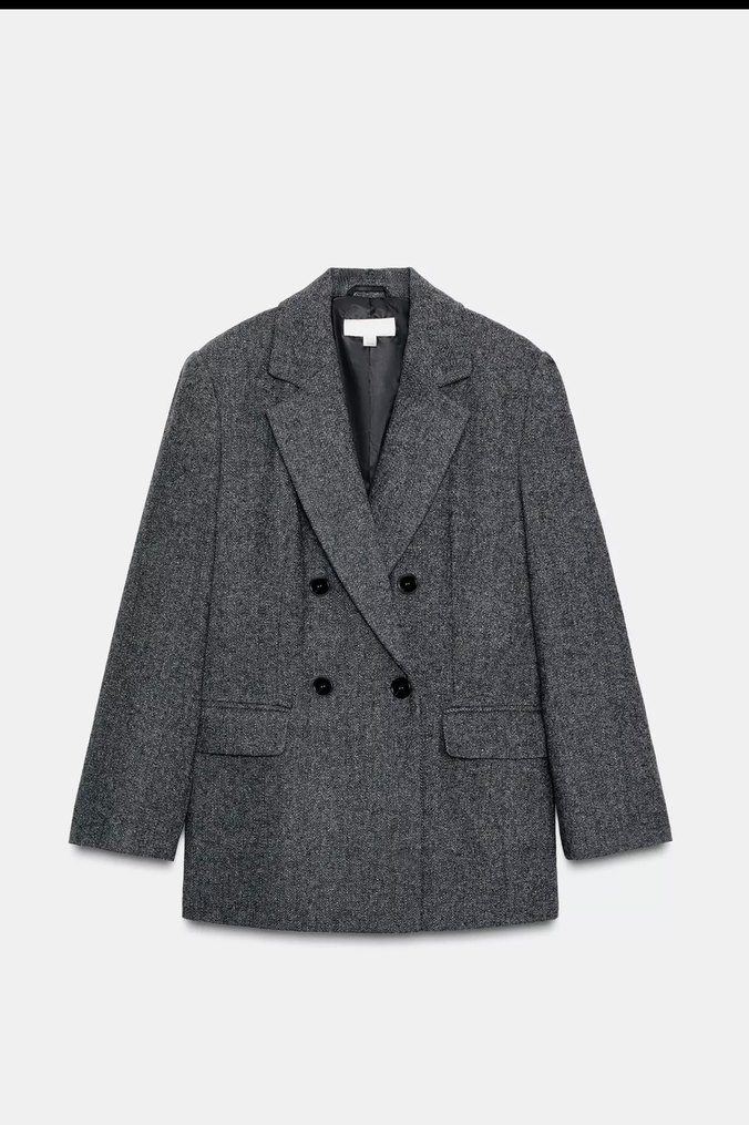Zara Gri Kruvaze Blazer Ceket - Görsel 2