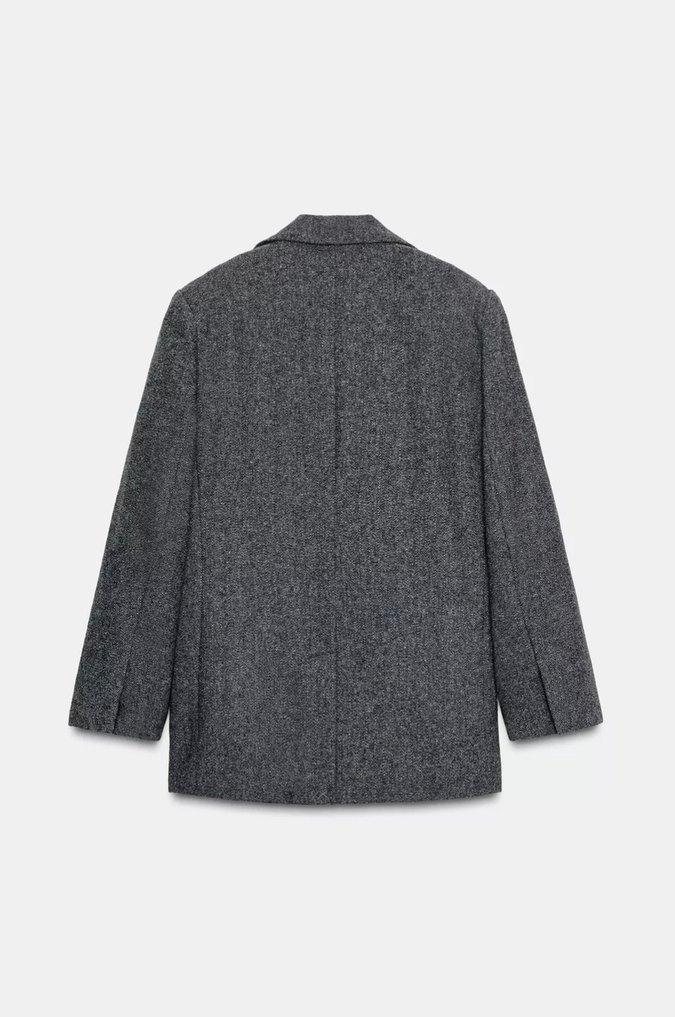Zara Gri Kruvaze Blazer Ceket - Görsel 3